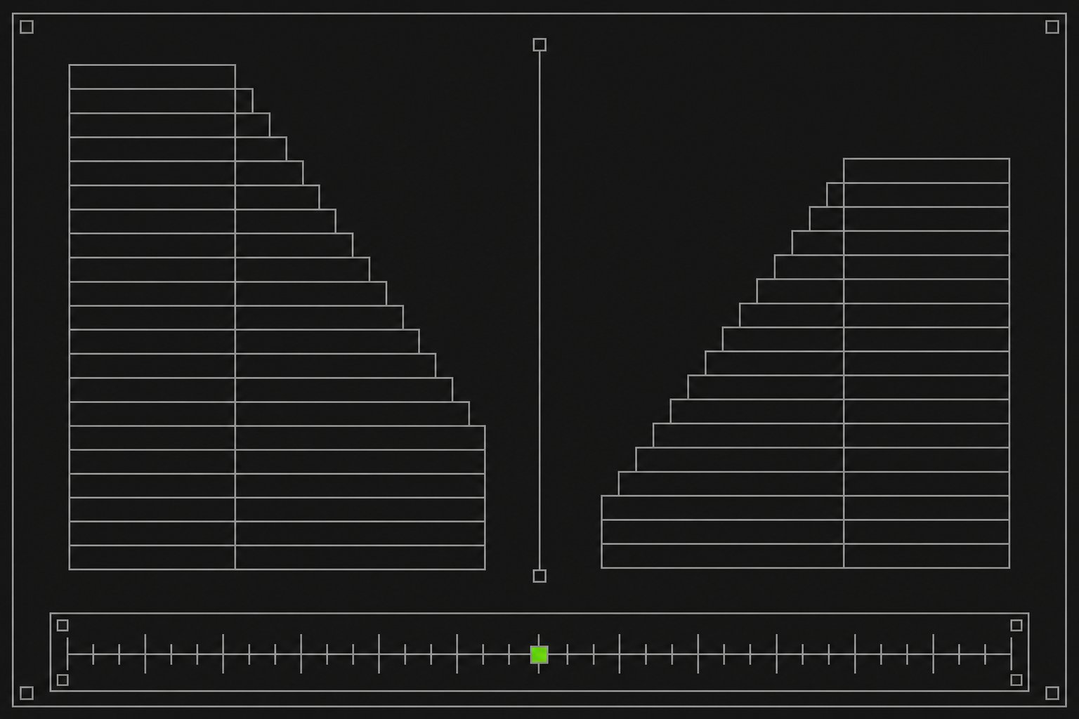 Schematic plate showing two opposed probability columns and a conversion scale beneath them